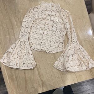 Free People Lace Open Back Top Size XS